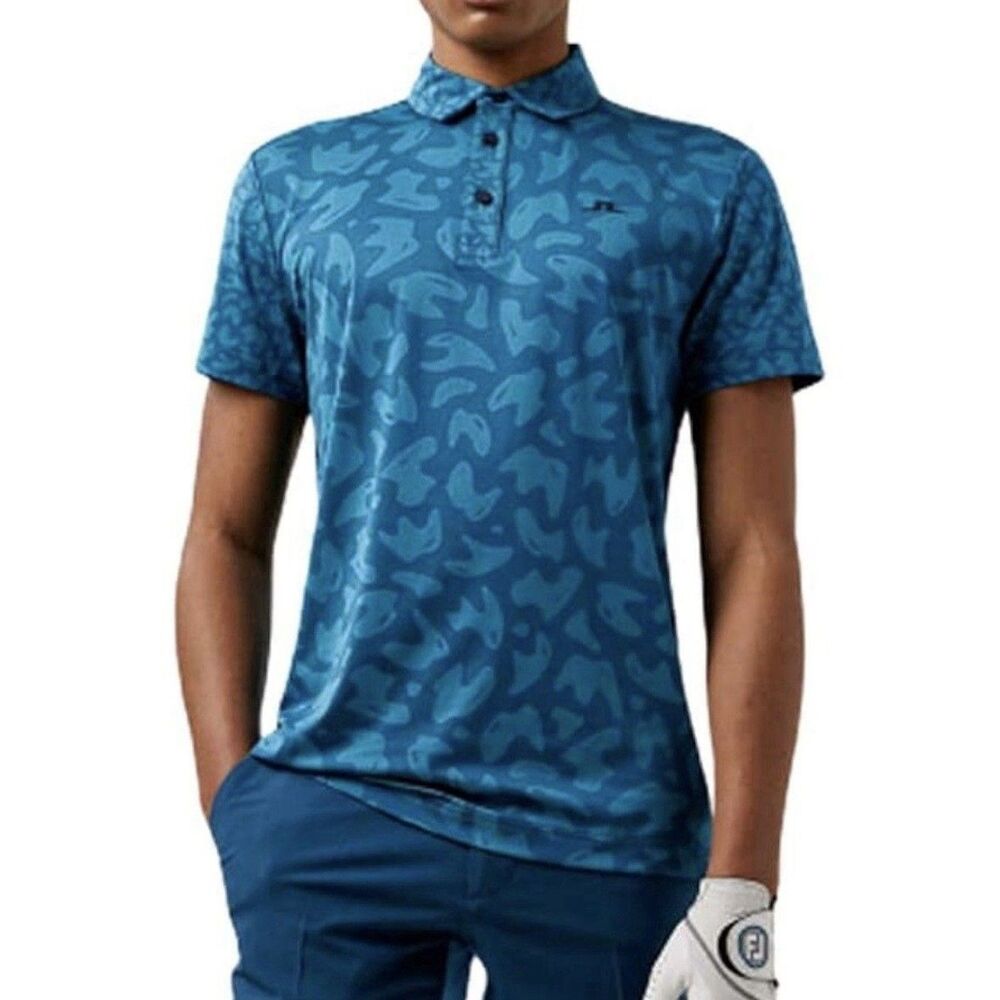 J Lindeberg Golf Polo Shirt Mens XL Nuno Stretch Regular Fit Teal Blue Bunker - Picture 1 of 14